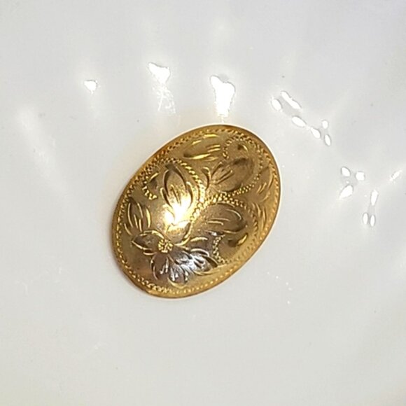 Vintage Gold Plated Sterling Silver 925 Chunky Engraved Floral Oval Brooch Pin - Picture 3 of 9